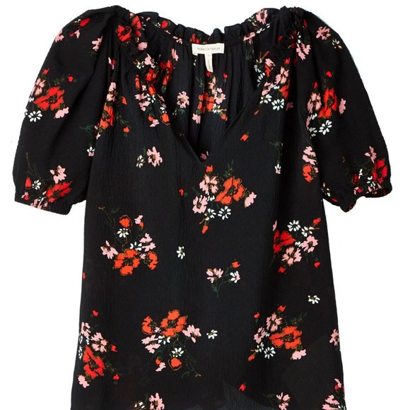 Rebecca Taylor Short Sleeve Marguerite Silk EXCLUSIVE Floral Print Top Sz 00 - Picture 3 of 9